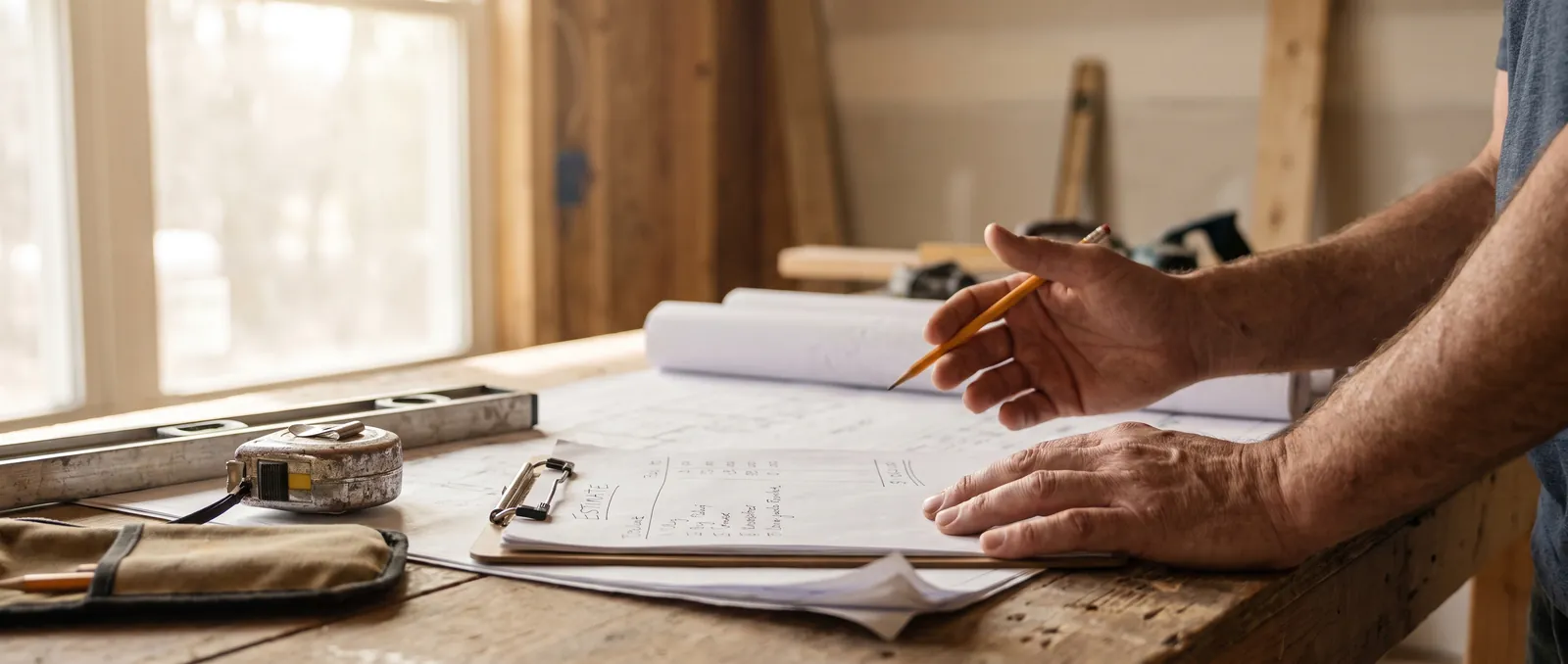 Contractor pricing a job from plans